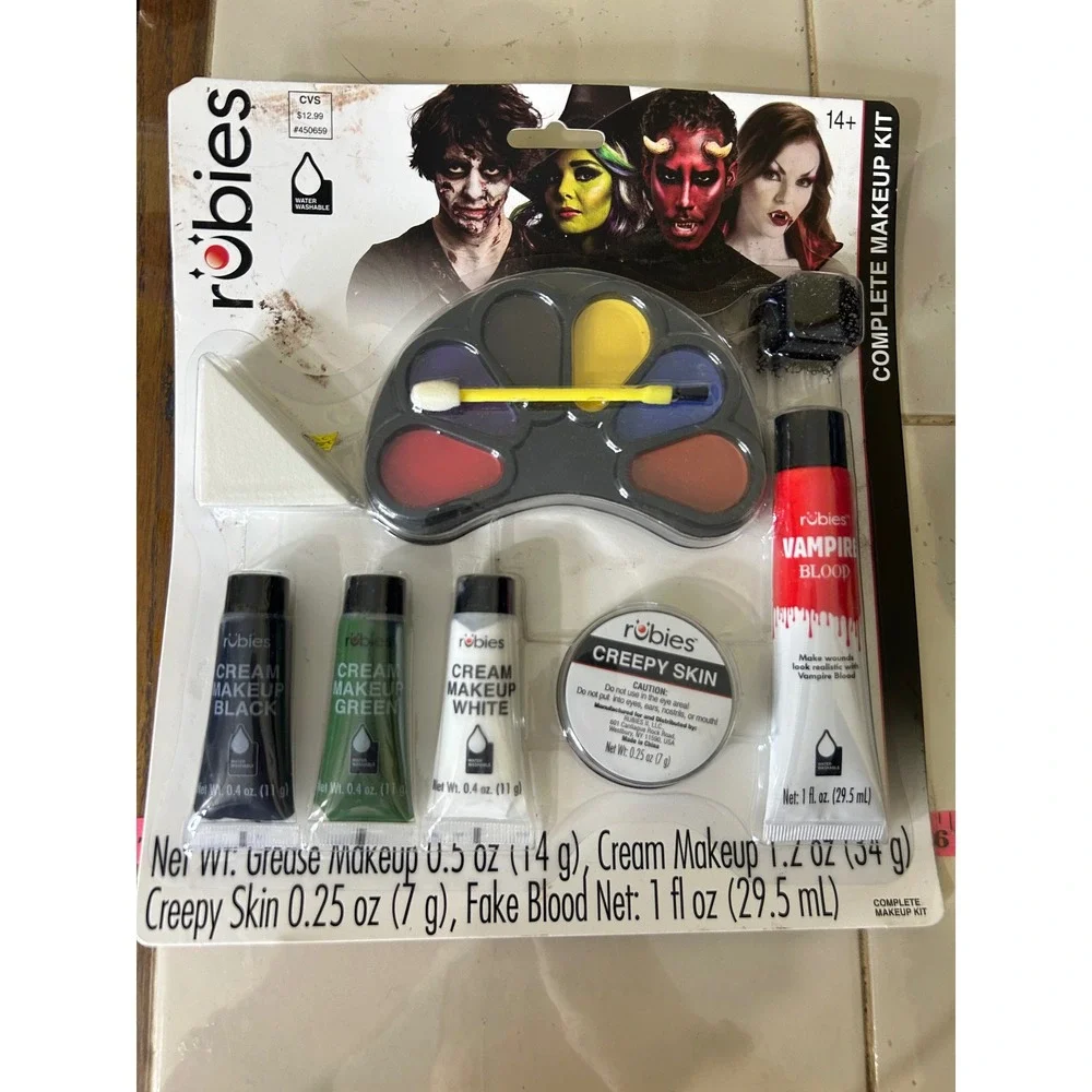 Rubies Complete Halloween Makeup Kit Vampire Blood Creepy Skin Zombie Witch